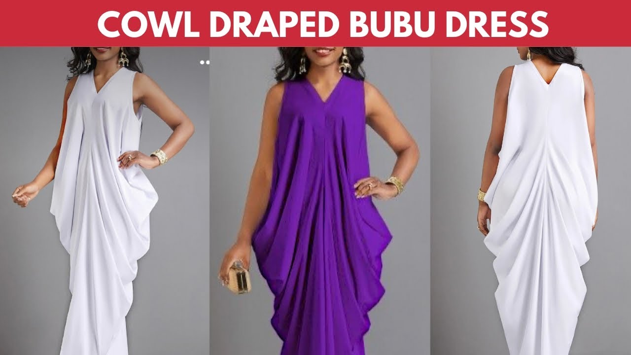 How to Cut & Sew a Cowl Draped Bubu Dress | No Side Seam | Cocoon Dress Tutorial | The SILEM