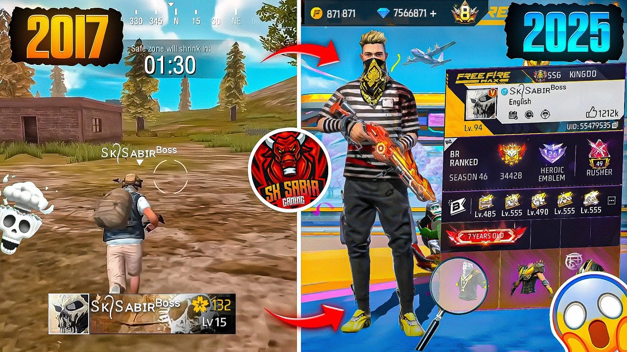 Searching 2017 Old Players Id in 2025 | FREE FIRE PLAYERS 2017 VS 2025⚡@SK SABIR GAMING