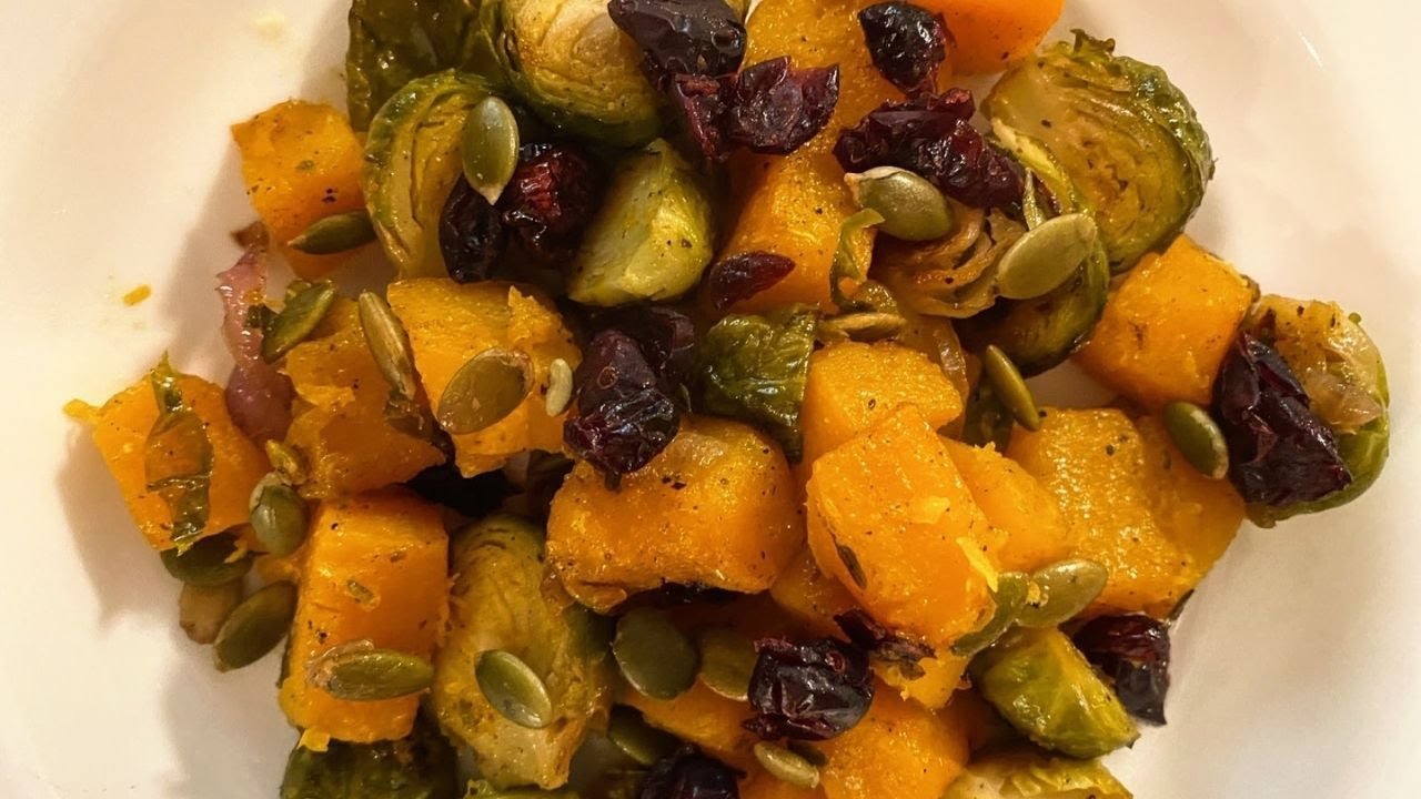 Maple Roasted Brussels Sprouts & Butternut Squash with Herbs