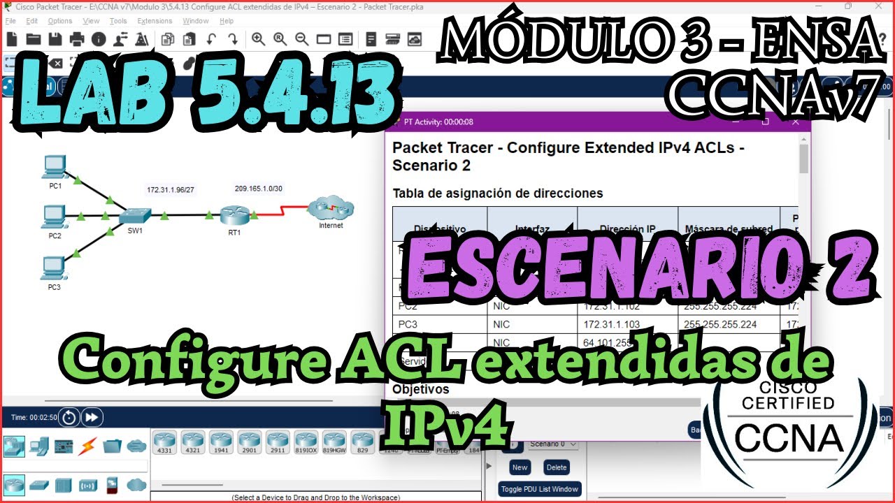 5.4.13 Packet tracer - Configure ACL extendidas de IPv4 – Escenario 2 (Resolucion)