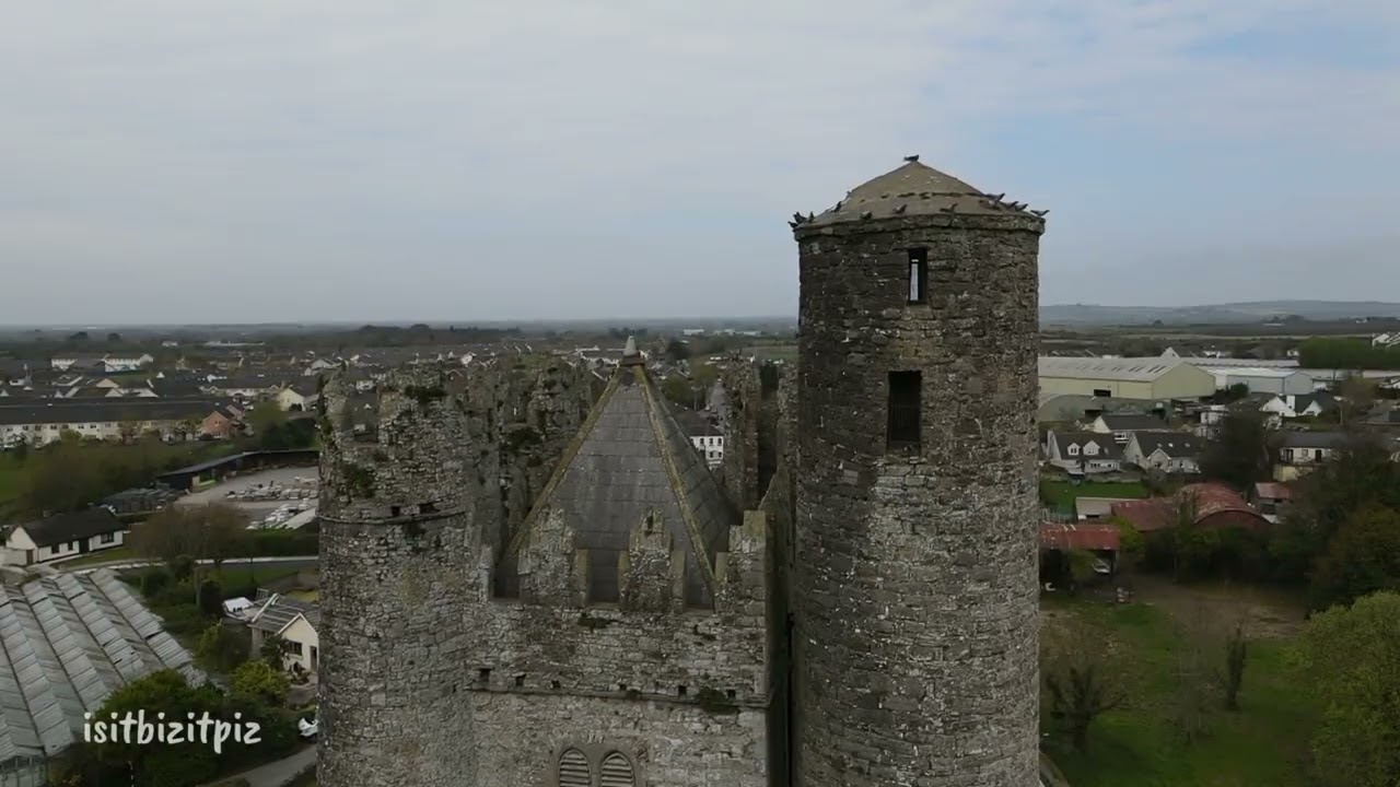 lusk round tower drone view