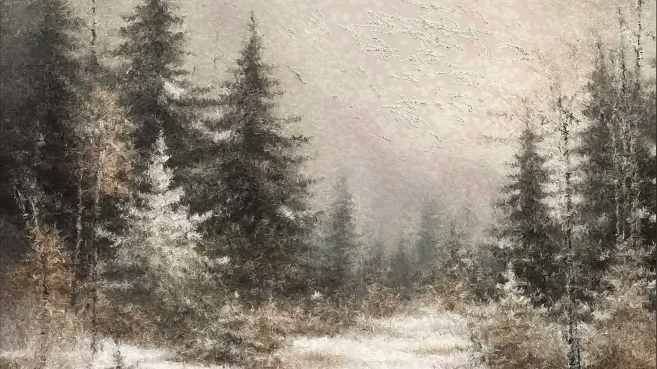 Art for TV • Vintage Winter Landscape TV Art •  Abstract Muted Pine Trees Slideshow