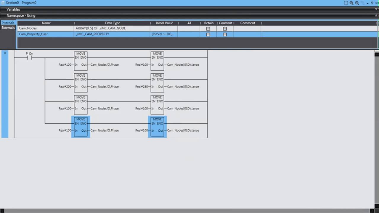 How to change cam profile in Omron Nj Sysmac Studio in running program