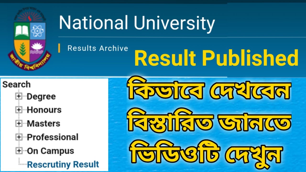 How to check national university result, nu result bd, National University Result