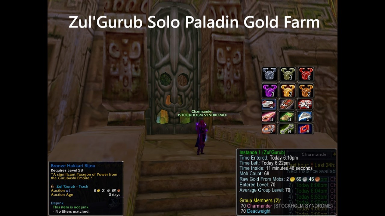 TBC CLASSIC - Solo Zul'Gurub Protection Paladin Gold Farm
