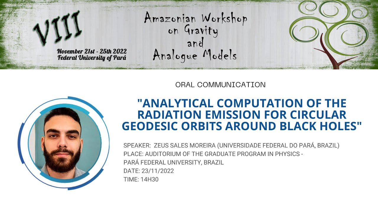 Synchrotron Radiation Around Black Holes:Analytical Computation - M.Sc.  Zeus S Moreira - VIII AWGAM