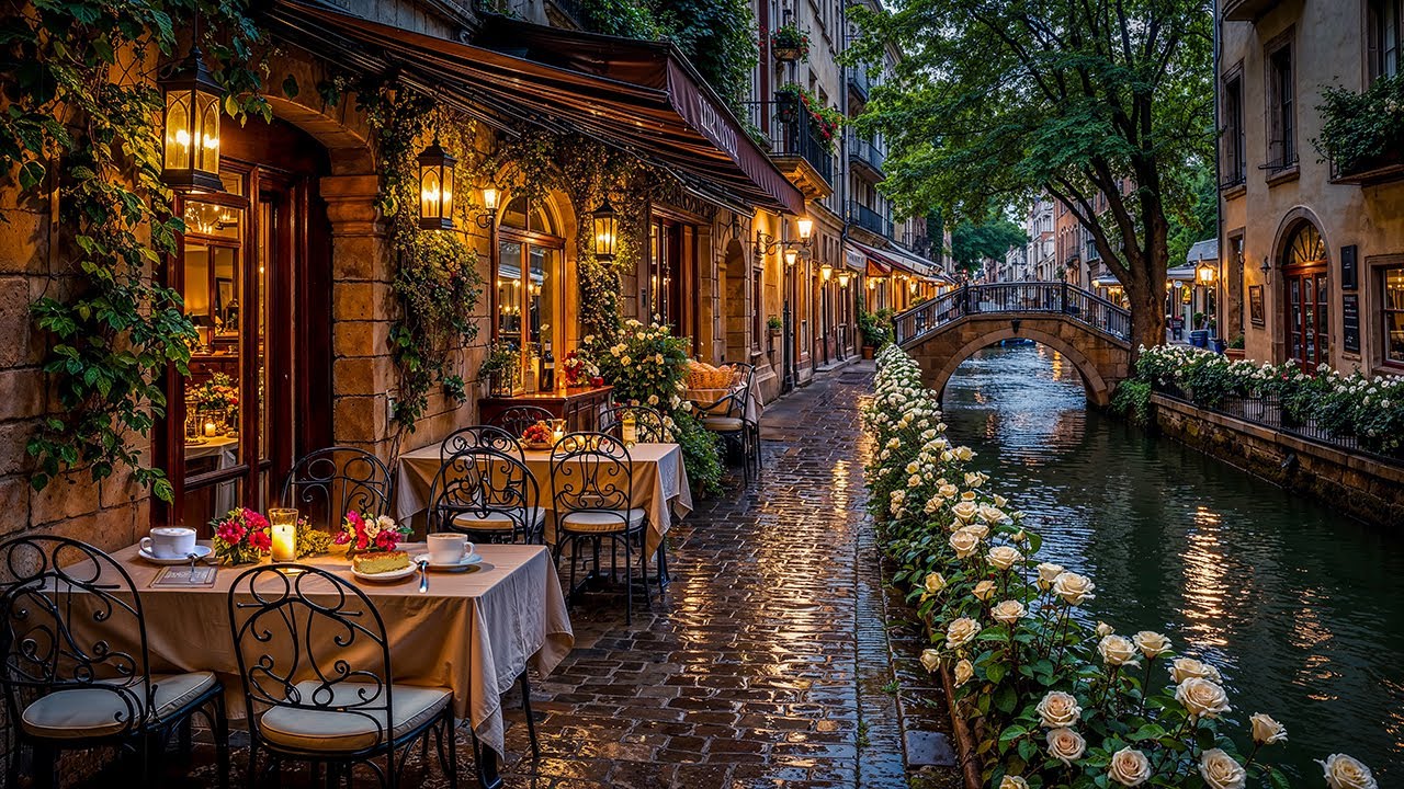 Romantic Street Caf&eacute; in Europe ☕ Jazz Instrumental Music & Calm Bossa Nova for Study, Focus