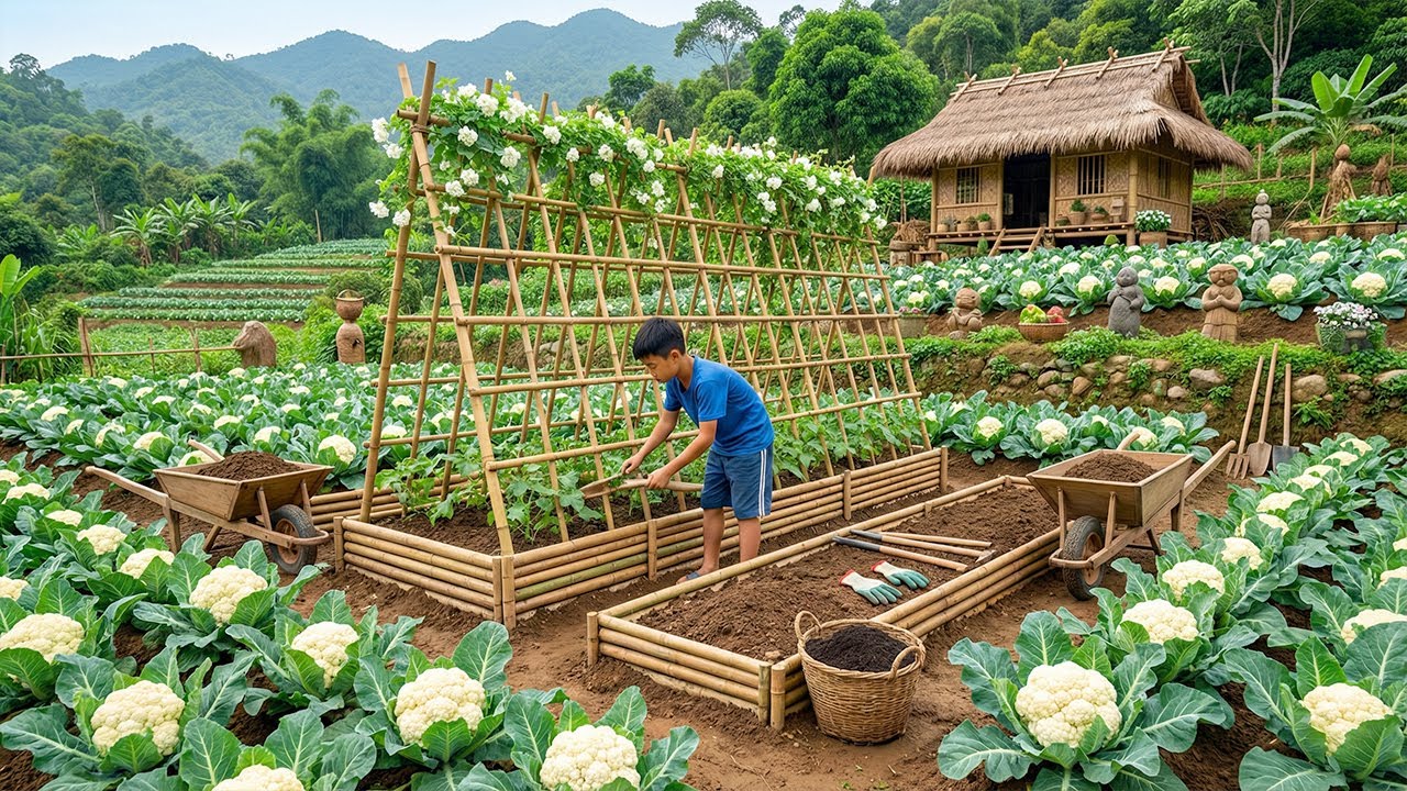 Living Off-Grid: Orphan Boy Building a Survival Cauliflower Garden After a Long Drought