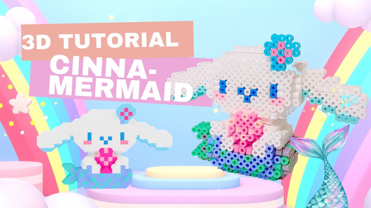DIY 3D Cinnamoroll mermaid 🧜‍♀️ with perler beads