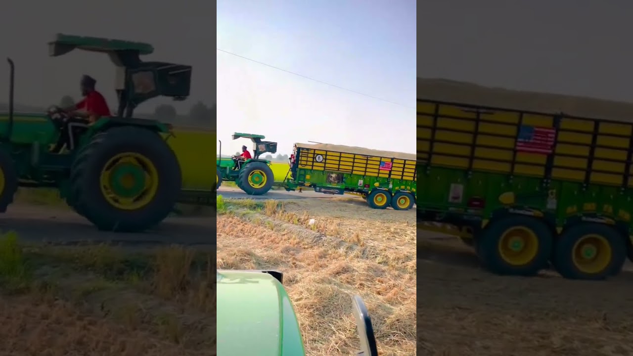 John Deere 💚⚡|| pulling heavy weight trolley ⚡|| #raghu1c farm 202 #raghu1c #automobile #farming #..