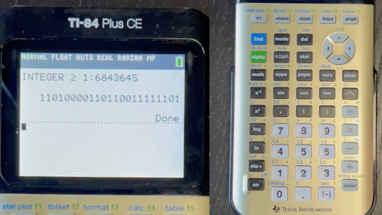 Программа преобразования десятичных чисел в двоичные TI-84 Plus CE