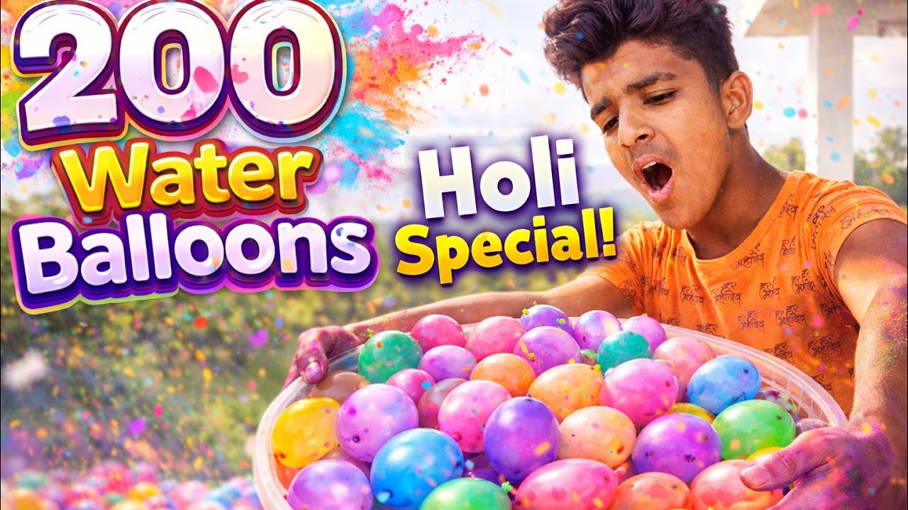 200 Water Balloons Holi Challenge 😍