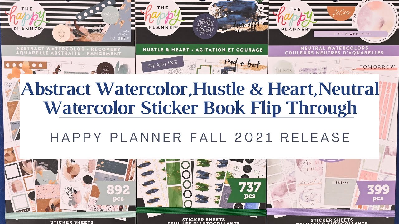 Watercolor Recovery, Hustle & Heart, Neutral Watercolor Sticker Book Flip Through