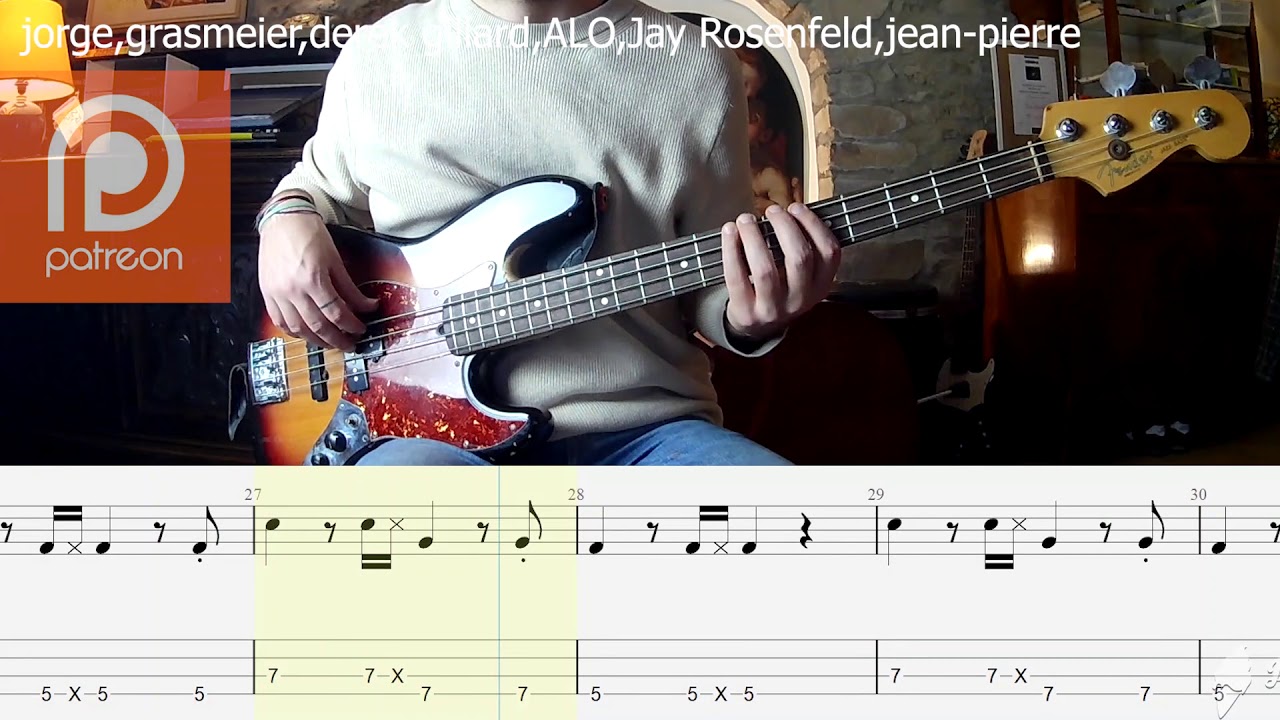 The Verve - Bitter Sweet Symphony BASS COVER + PLAY ALONG TAB + SCORE
