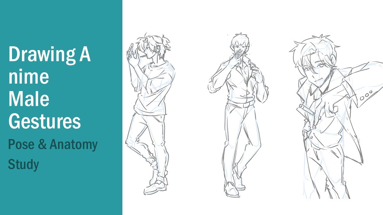 Drawing Anime Male Gestures  Pose & Anatomy Study