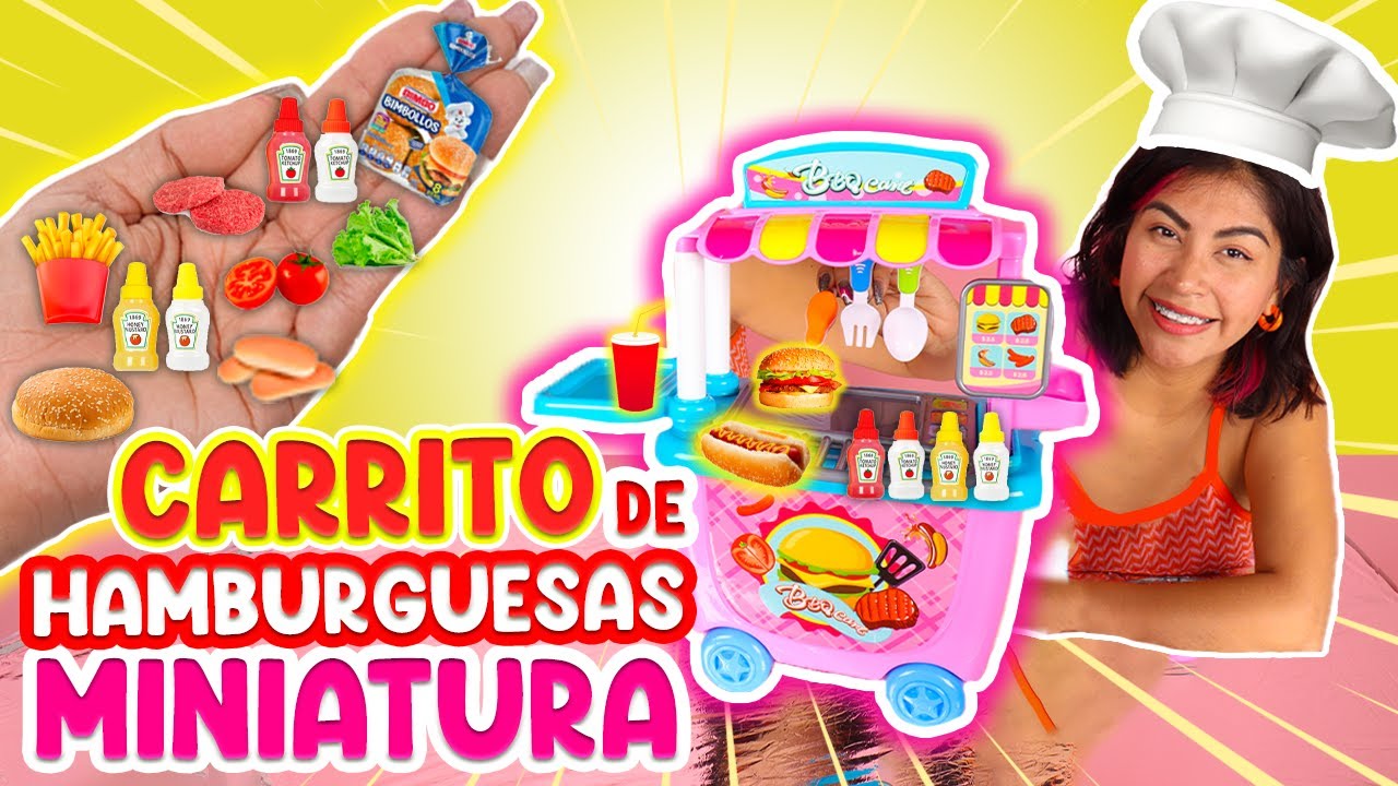 🍔 ABRIENDO un PUESTO DE HAMBURGUESAS MINIATURA 😍 ¡CON ACCESORIOS! | CONNY MERLIN