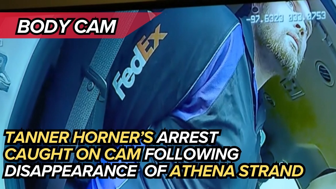 CHILLING FOOTAGE | Tanner Horner with officials before arrest in Athena Strand kidnapping, murder