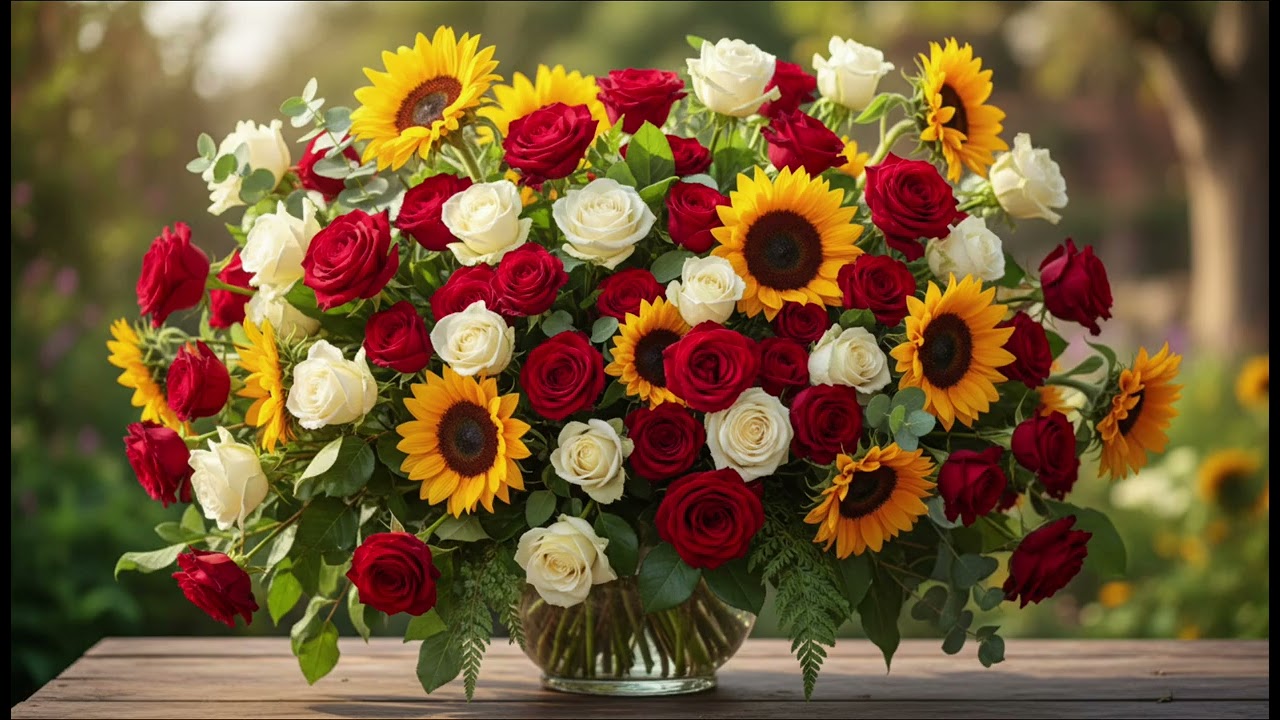Relaxing Floral Wallpaper 🌻🌹 | Sunflowers & Roses Screensaver for TV, Work, or Sleep