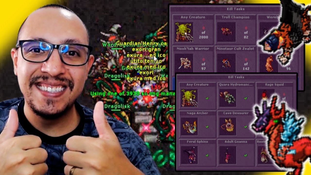 TIBIA - HUNTING TASK EP 24 - VÁRIAS TASKS CONCLUÍDAS, TASKS DO KROZTER E MAIS 🔥