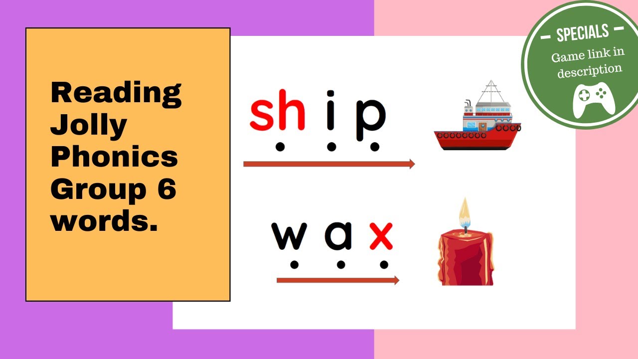 Jolly Phonics group 6 (y, x, ch, sh, th/th)| Dot reading| Blending| Game included|No Music