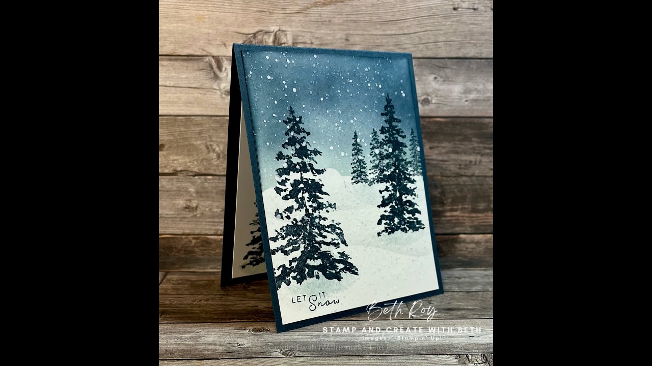 how-to: wintry sky blended background with Peaceful Evergreens