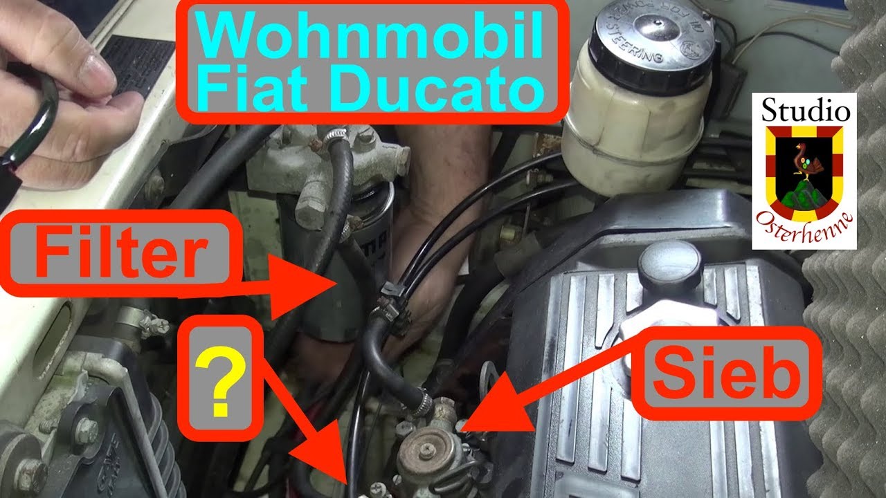 Wohnmobil Ducato Dieselfilter wechseln  Sieb reinigen und Motor Entlüftung auswaschen