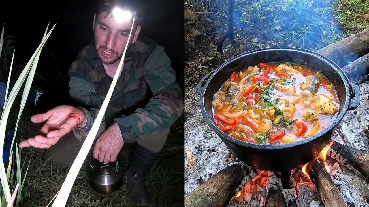 CONSTRUYO REFUGIO RUSTICO Y ESCABECHE de PESCADO FRITO AL LIMÓN 🍋🏕️🫕