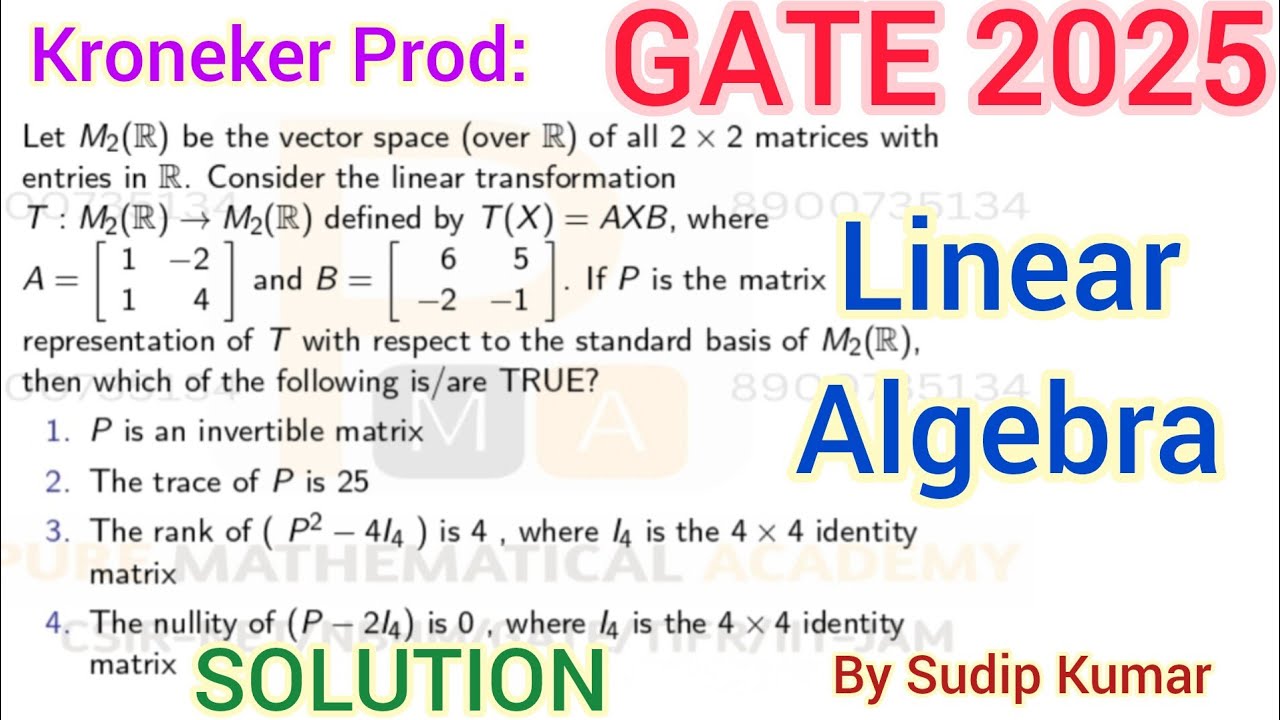 GATE 2025 Mathematics Linear Algebra Solution| GATE 2025 Mathematics Solution | Q.No 48 GATE 2025