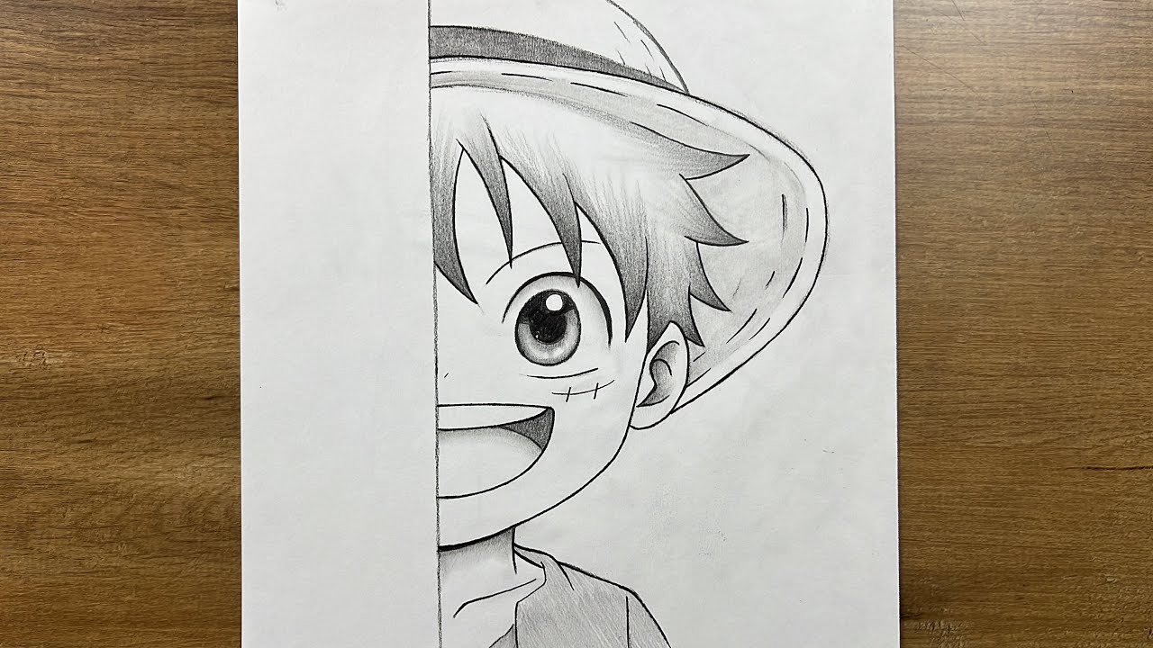 How to Draw Luffy Half Face (One Piece) | Easy Step-by-Step Tutorial