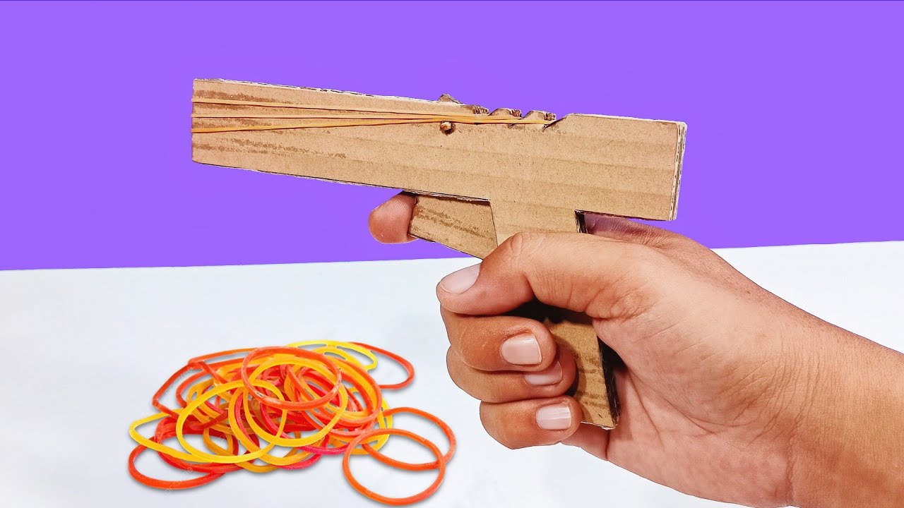 Simple Cardboard Gun | Easy Toy Gun Which Shoots | Rubber Band Gun | Shooting Gun