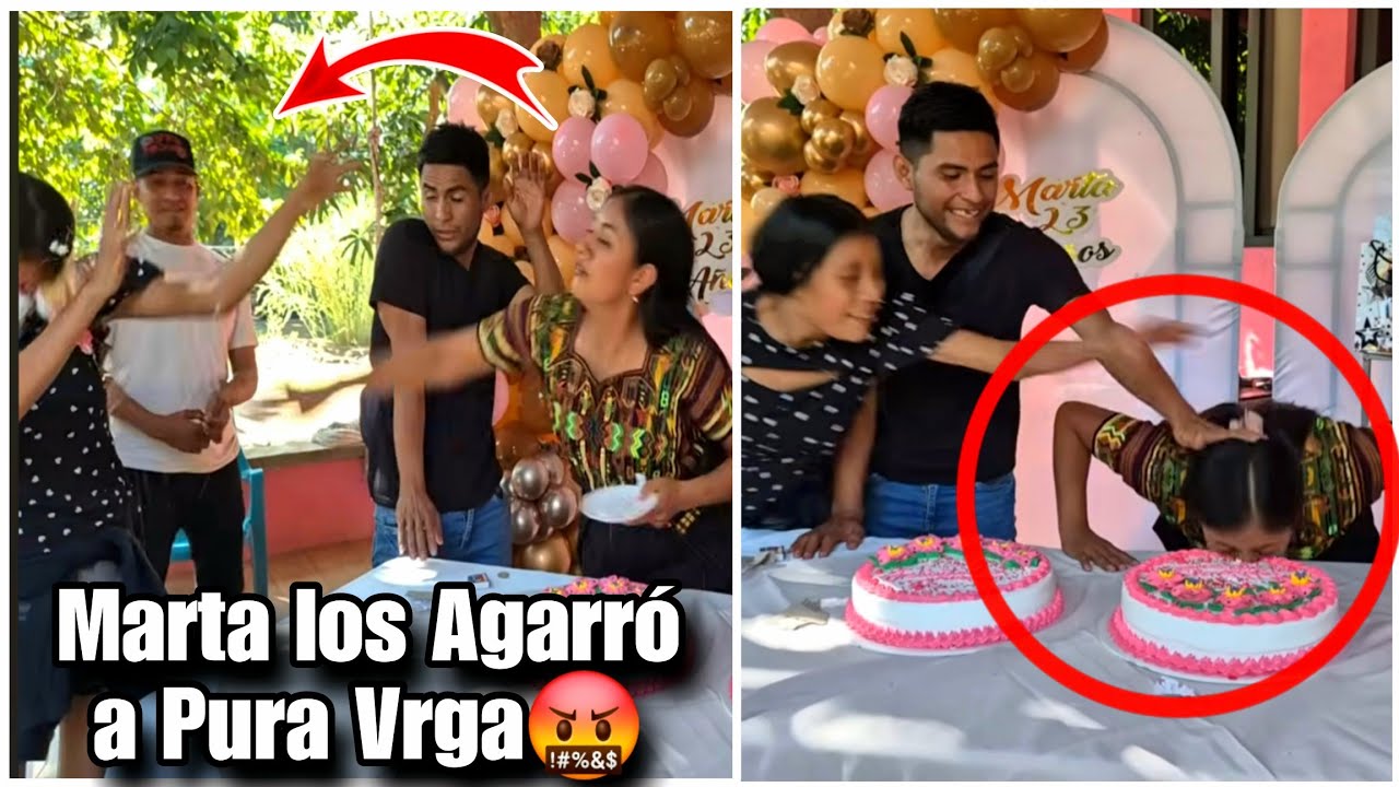 Marta empvtada en la cara le tiró el pastel a mirna/fuerte bronka en pleno cumpleaños😱