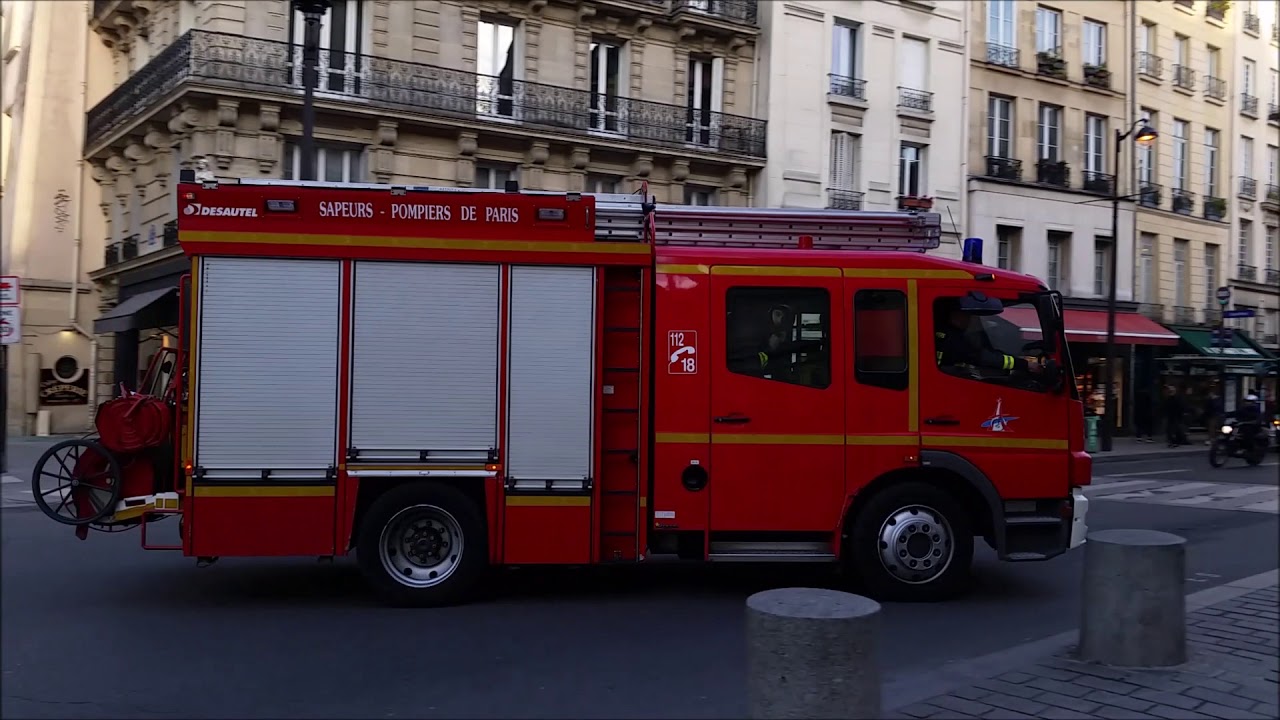 Pompiers de Paris en urgence ( PS CHARONNE FPT SEVIGNE ) Paris Fire Dept Engines Responding