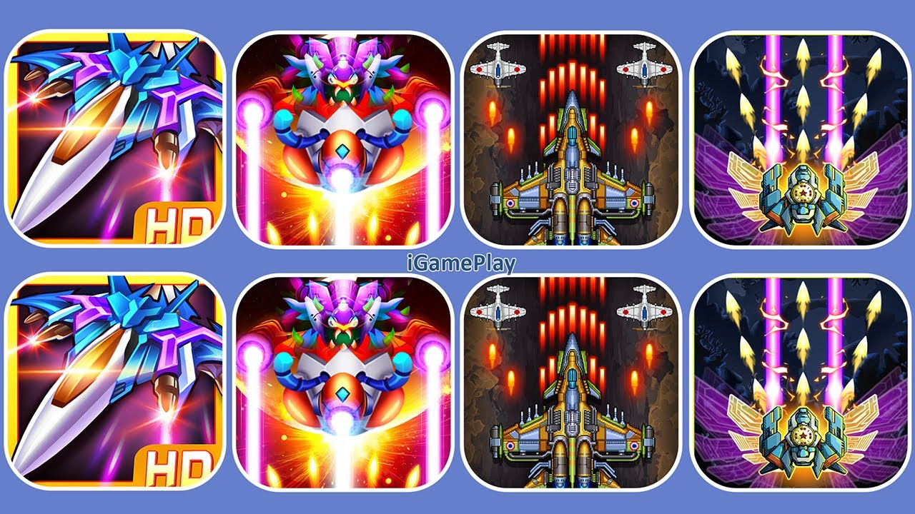 Thunder Assault ,Atlantis Invaders ,1945 Air Force ,Galaxy Strike B52, Mobile Game ASMR iOS,Android