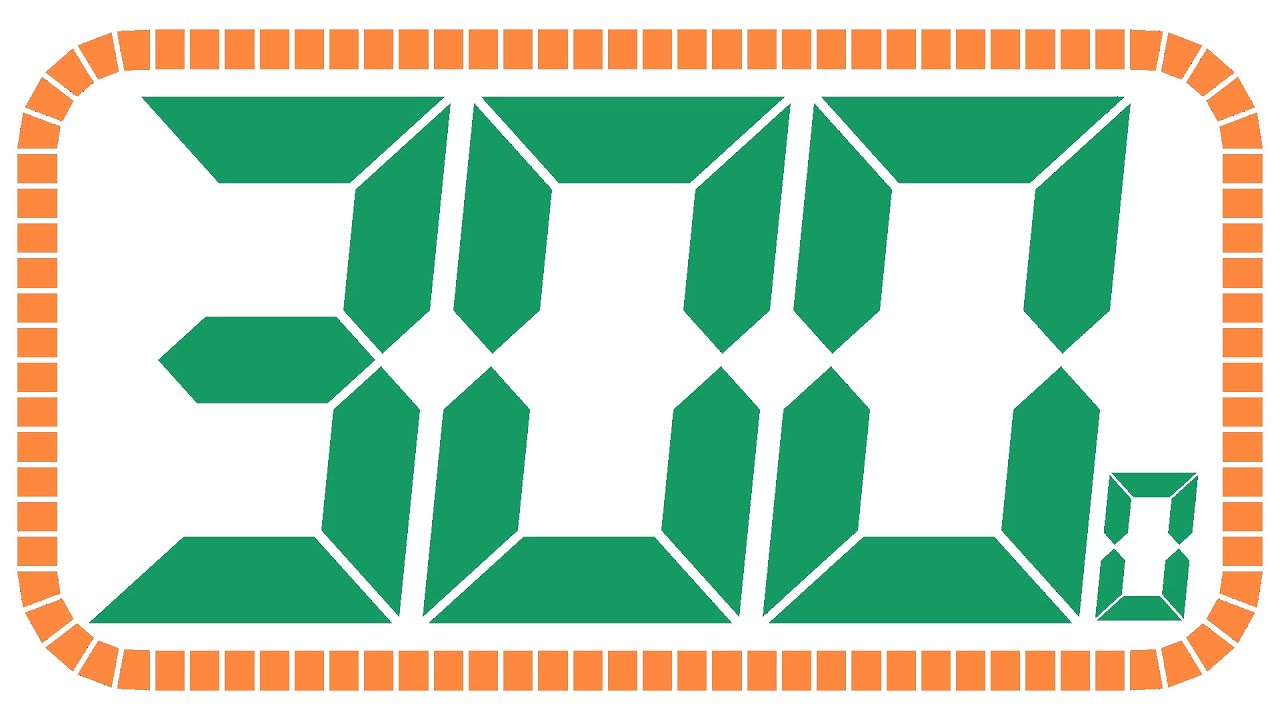 300 Seconds Countdown with Big Numbers