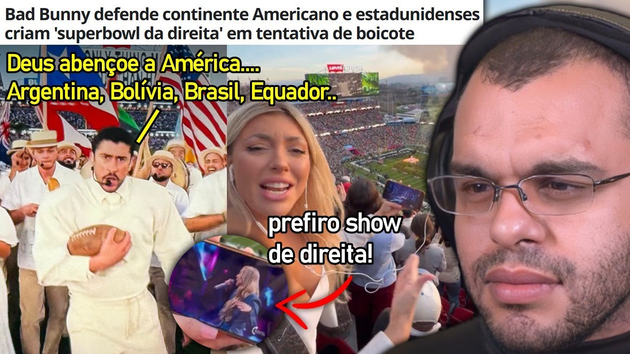 BAD BUNNY PROVOCA OS EUA EM SHOW DO SUPERBOWL E DIREITA AMERICANA SE REVOLTA