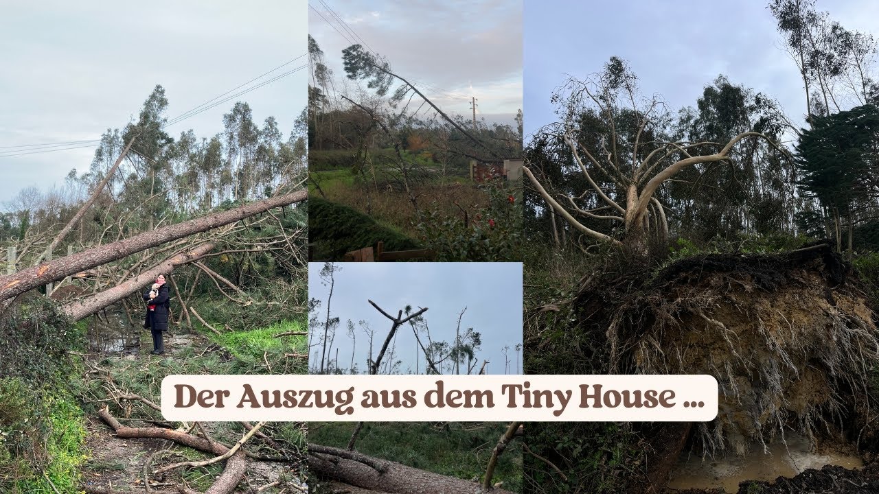 Sturm Kristin überraschte uns im Tiny House in Portugal - ein ungeplanter Abschied 🌪️💔😥