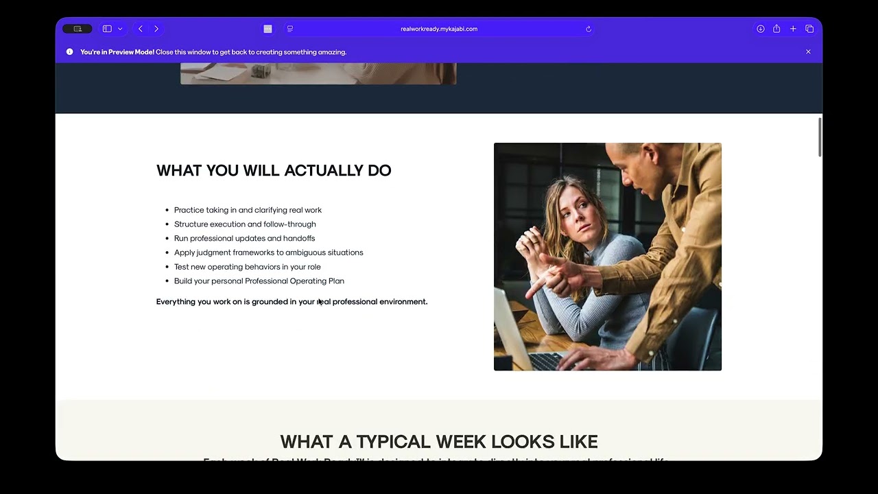 Custom Kajabi Website & Product Build for Online Cohort Program
