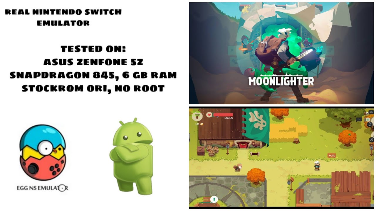 60 FPS! EGG NS 1.0.6 EMULATOR SWITCH ANDROID | MOONLIGHTER | ZENFONE 5Z | SD 845 | 6 GB RAM