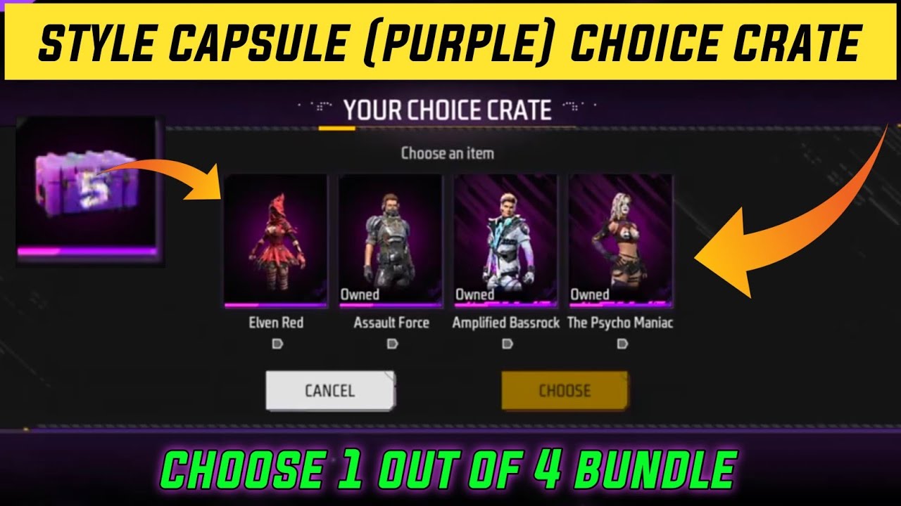 style capsule purple choice crate | style capsule event free fire | konsa bundle lena chahiye