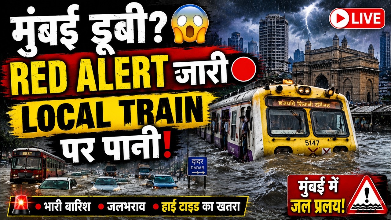 Mumbai Rain LIVE 🔴 मुंबई डूबी? भारी बारिश से जलभराव | RED ALERT जारी | Local Train Update | 5 July