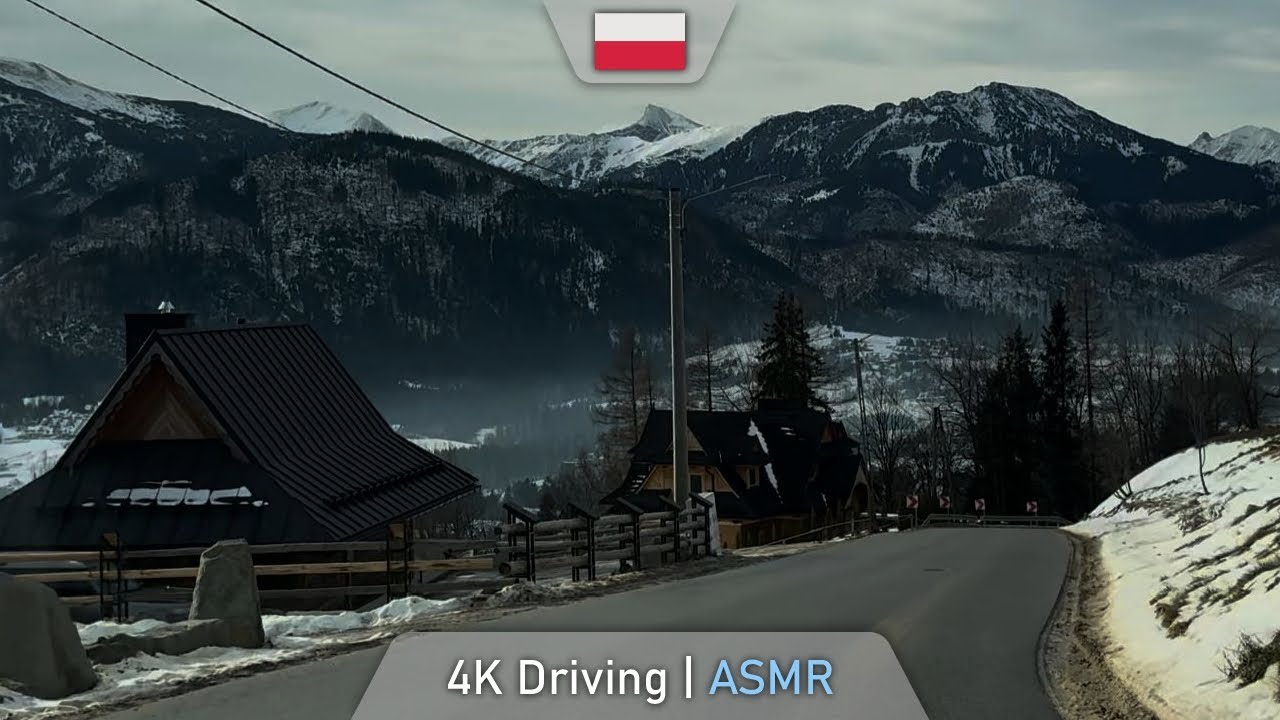 Winter Day Drive Kościelisko to Zakopane | ASMR Quiet Journey | 4K 60FPS