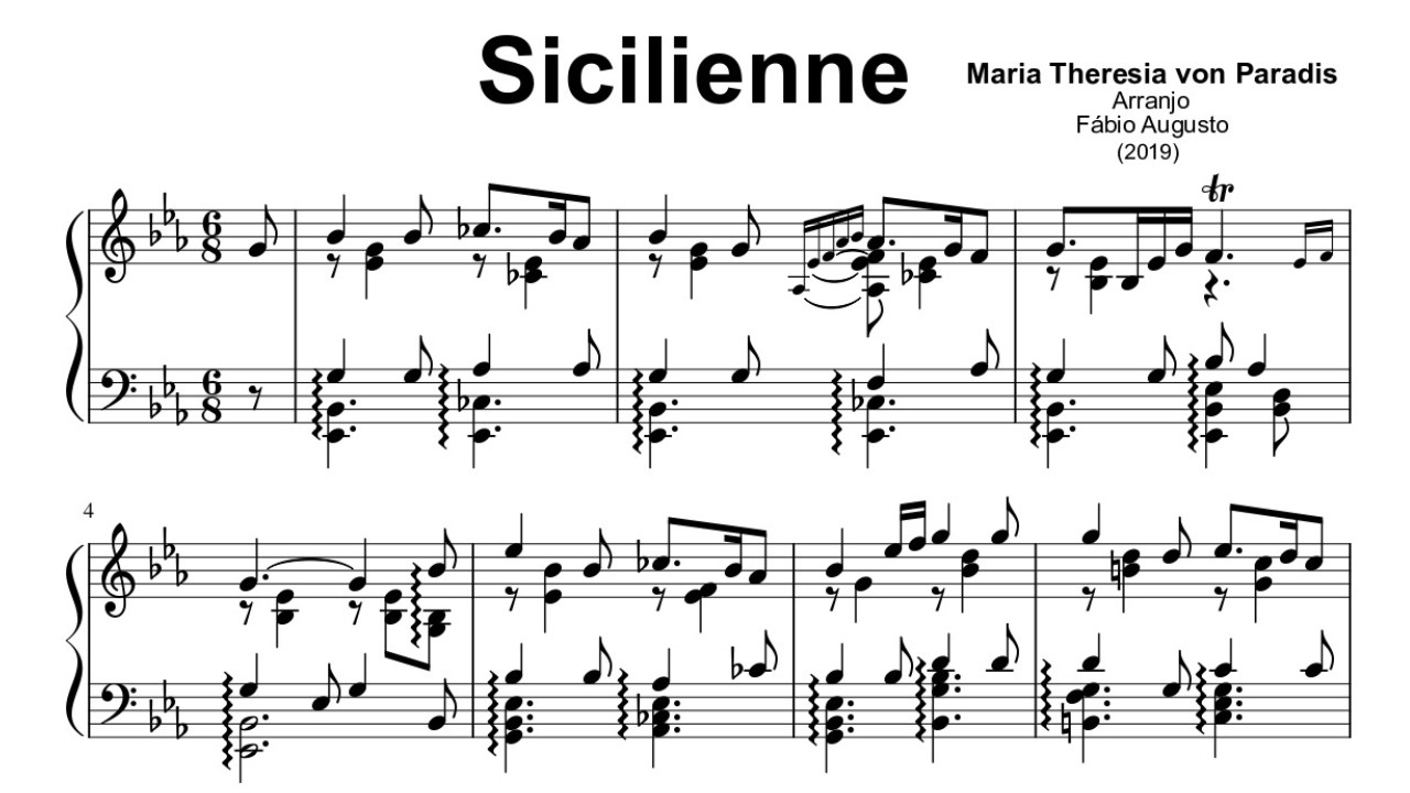 Sicilienne- Maria Theresia von Paradis (com partitura)