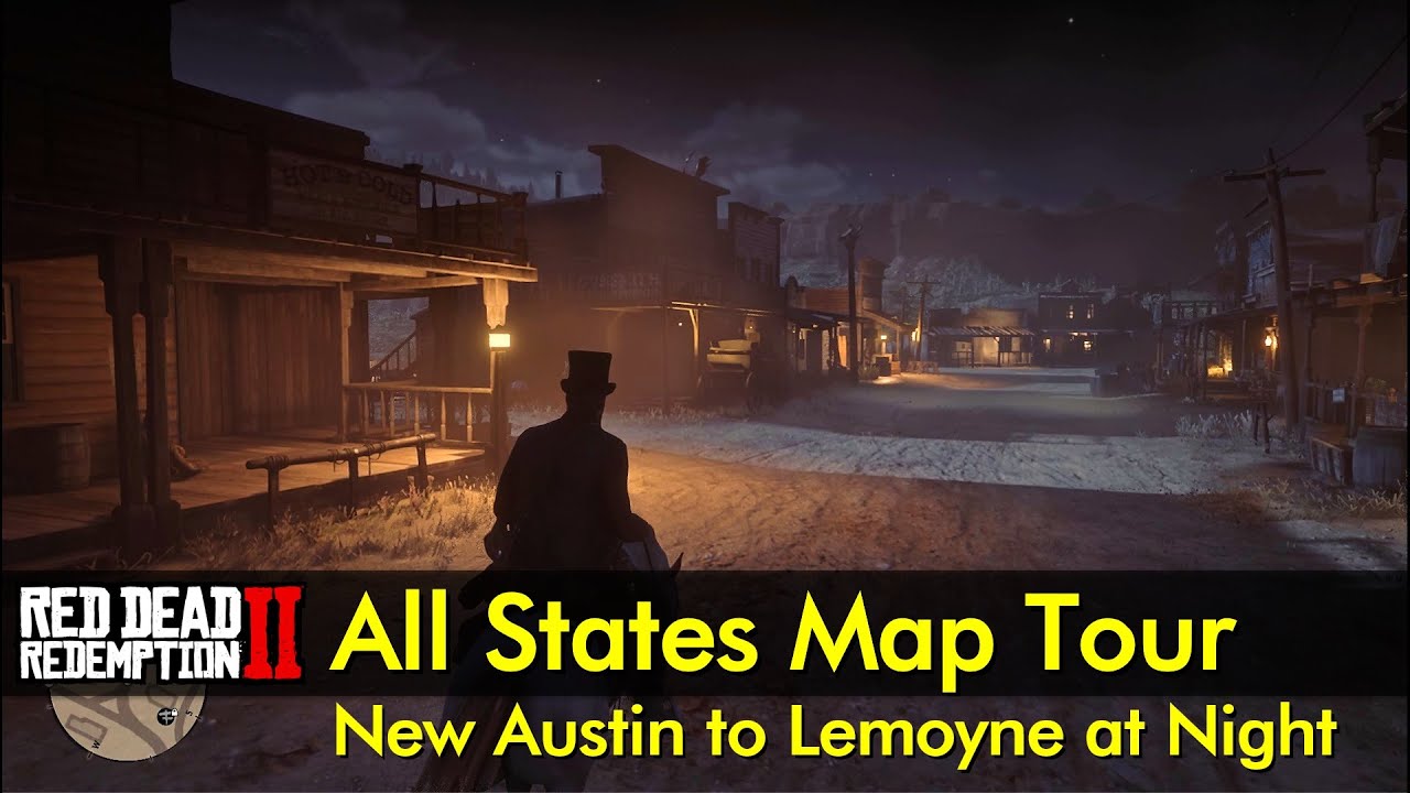 Night Tour of All States (New Austin to Lemoyne) | Red Dead Redemption 2 | The Game Tourist