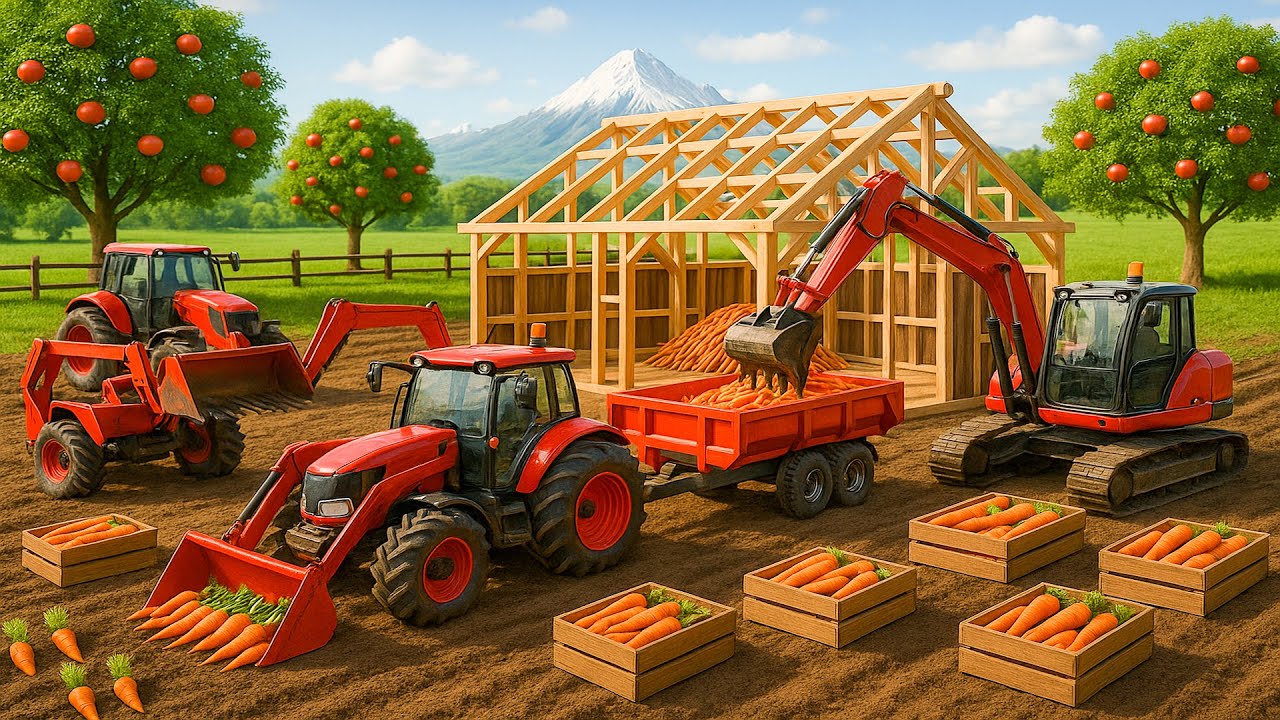 Construction Works: Excavator & Tractor Build Irrigation Canal!