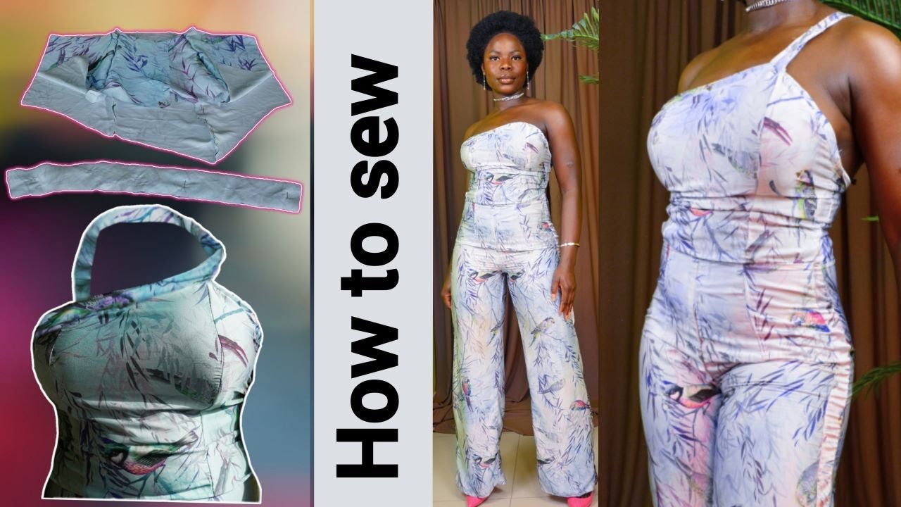 DIY One Shoulder Jumpsuit With A Multi-way Strap | Pattern cutting and sewing