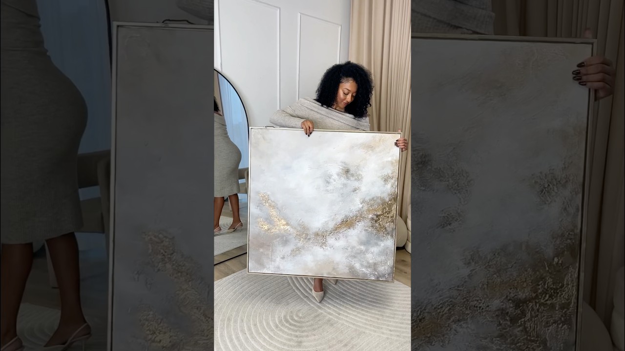 Watch me paint a soft neutral, beige and gold textured canvas | Huge textured canvas art #art