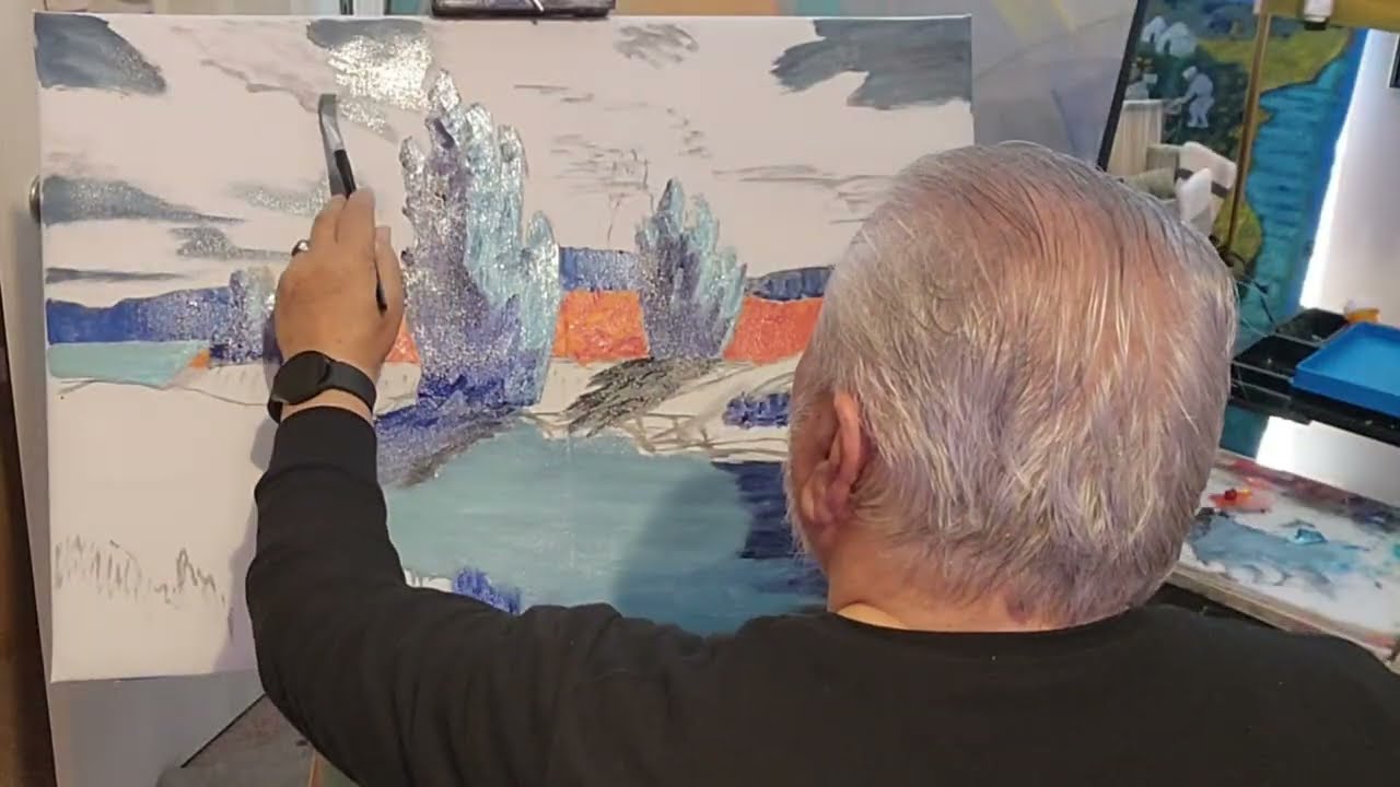 Как написал я очередную картину на холсте без подрамника по новому. #how, #artist, #painting, #howto