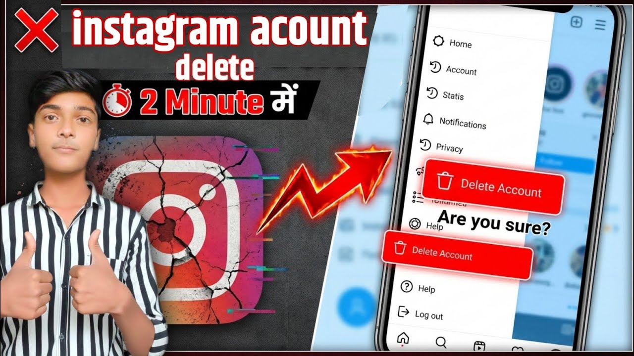 Instagram Account Permanently Delete Kaise Kare 😱 | 2 Minute Me Instagram ID Delete | Full Tutorial 