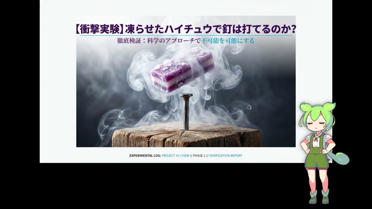 【ずんだもん解説】【IF実験】凍らせたハイチュウで釘は打てるのか？科学で不可能に挑戦なのだ！