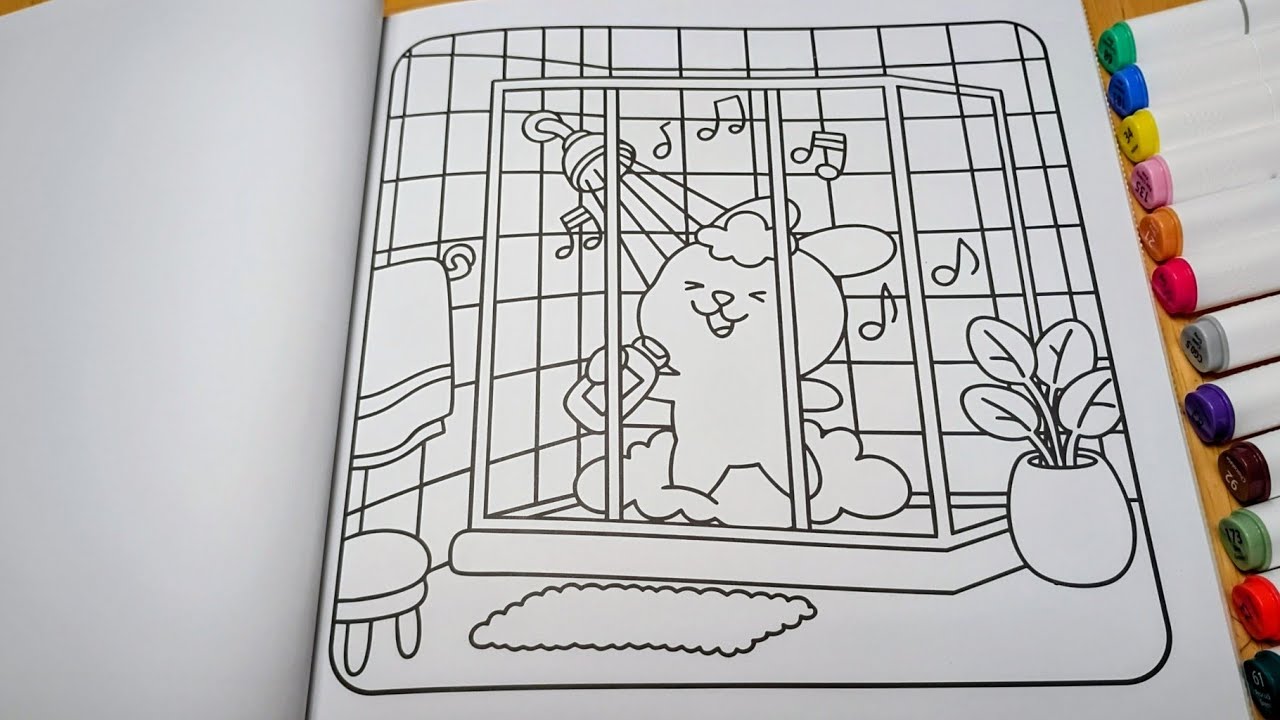Color With Me | Cozy Shower Bunny 🐰🚿 | Relaxing Coloring for Stress Relief